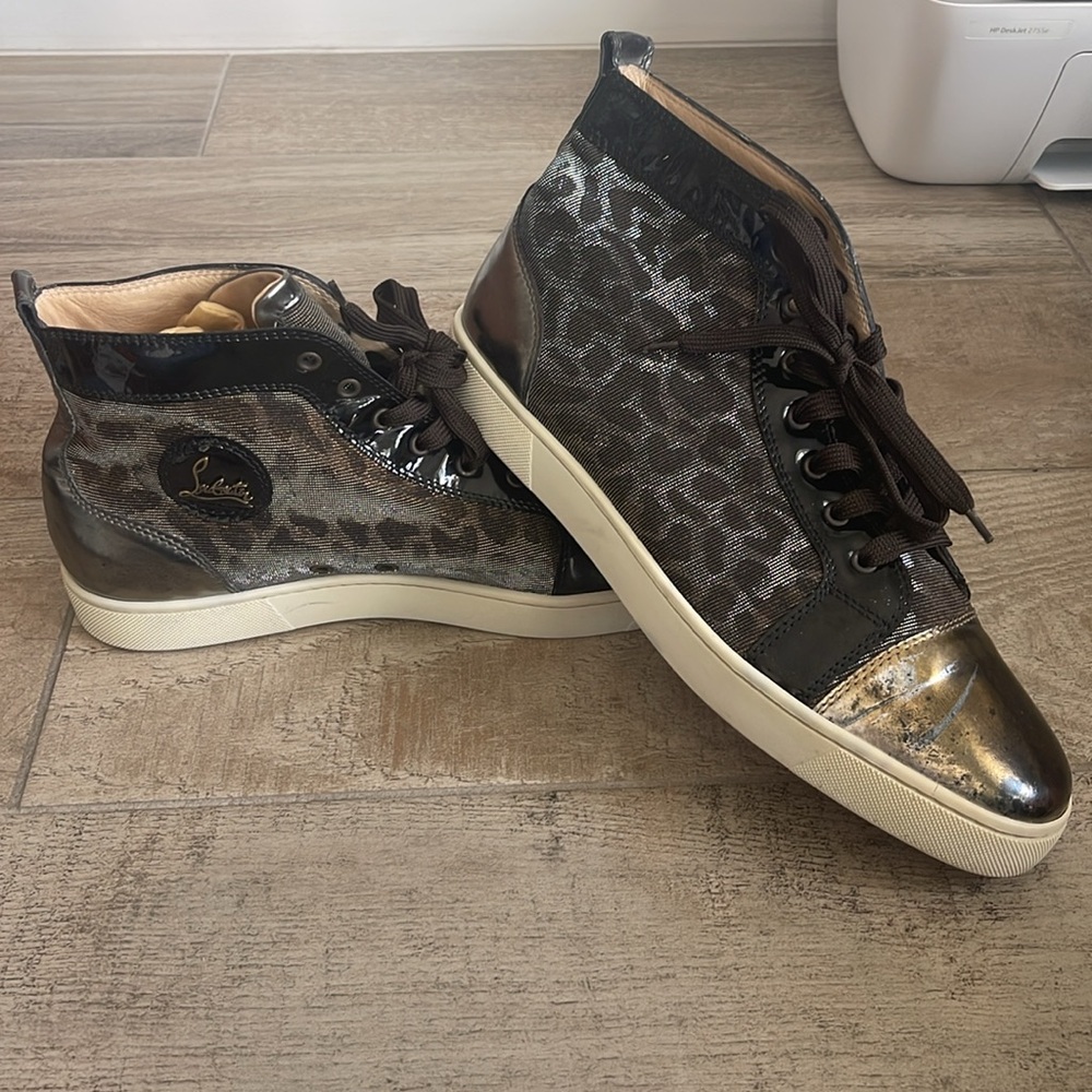 Christian Louboutin Metallic Gold and Black Sneakers